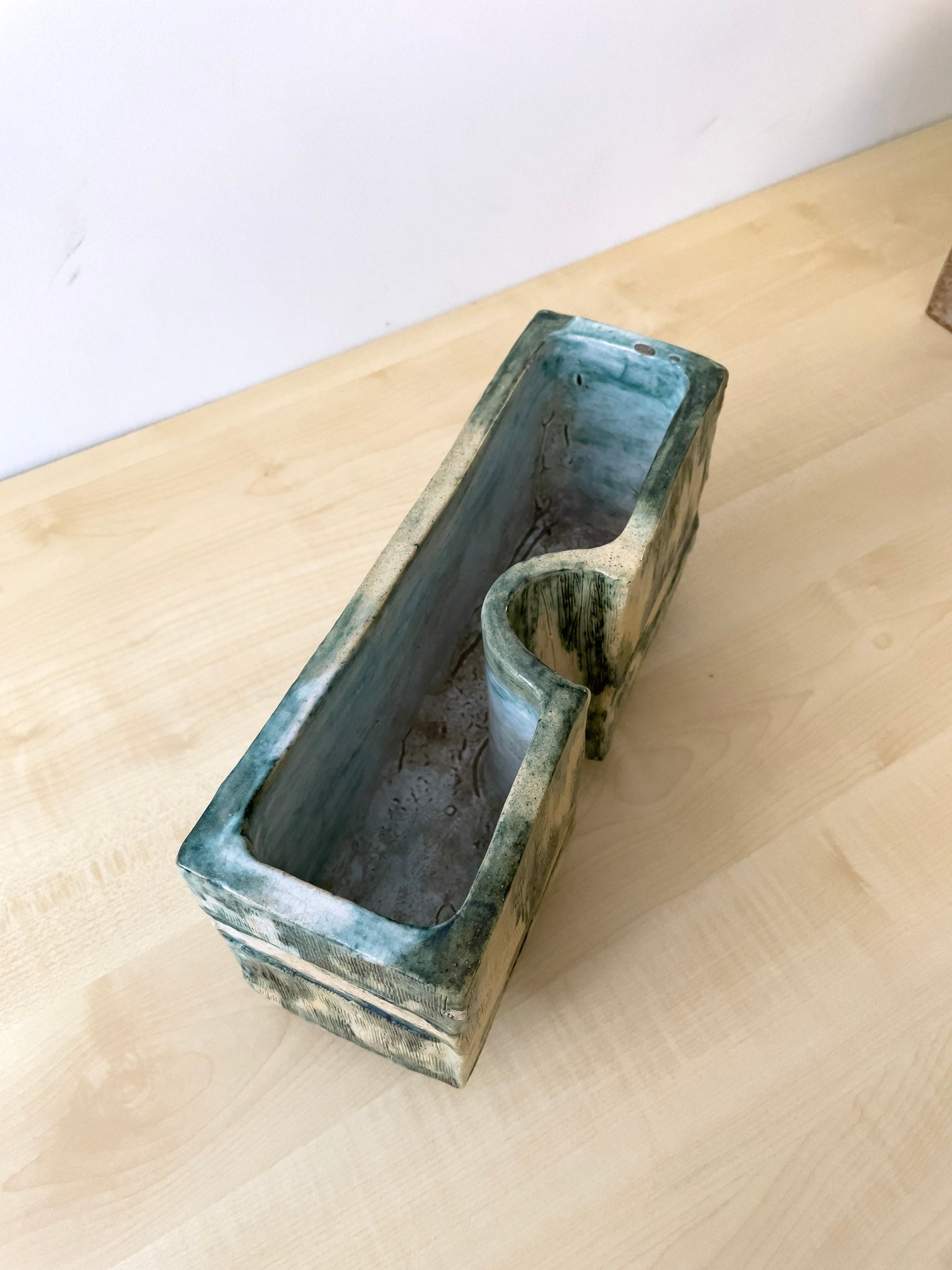 Unknown Artist, Untitled (Green and Beige Rectangular Vase), Undated
