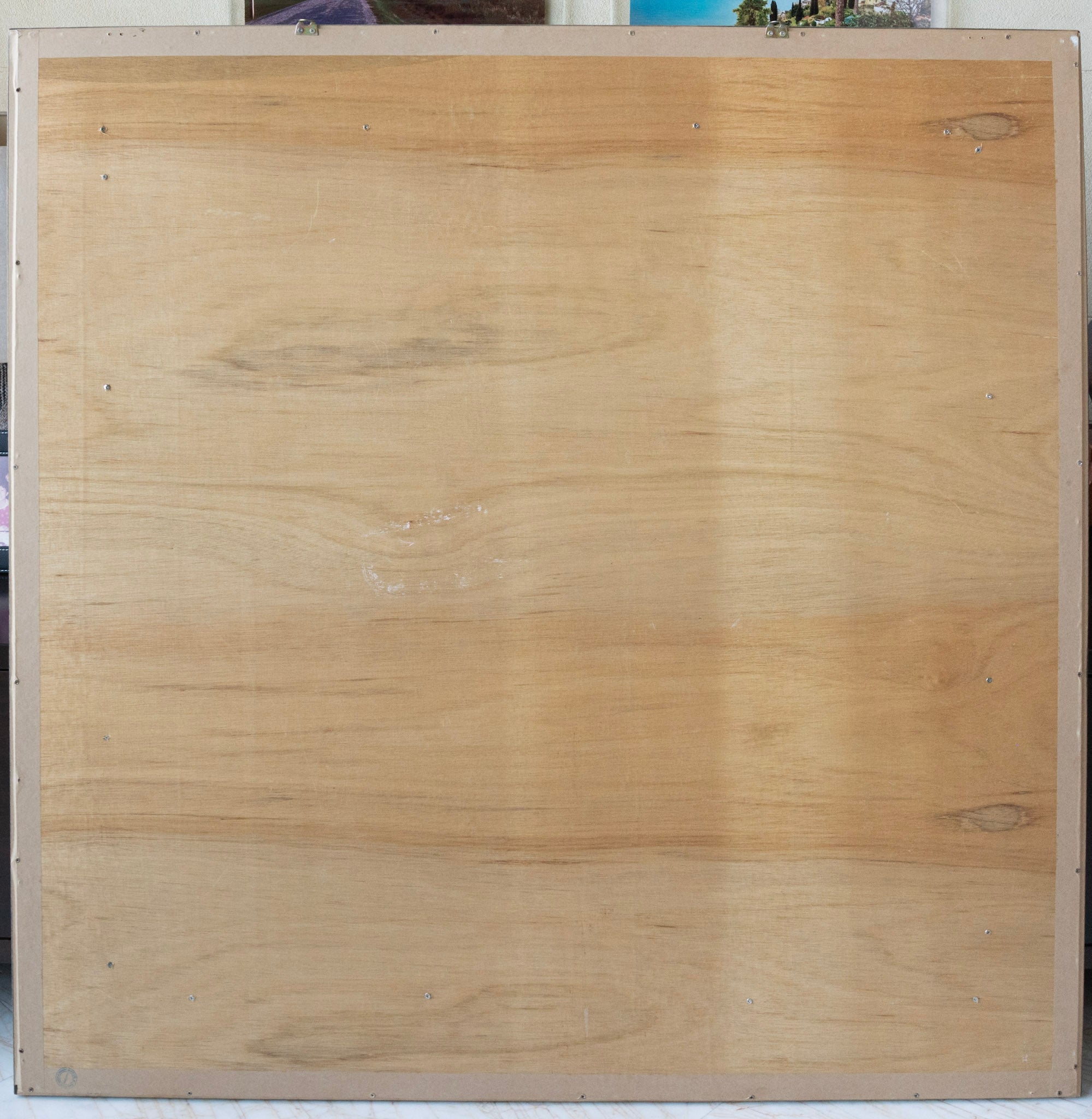 Anthony Poon, Untitled (Blue & Pink Waves on 6 Panels of Grey Squares), 1985