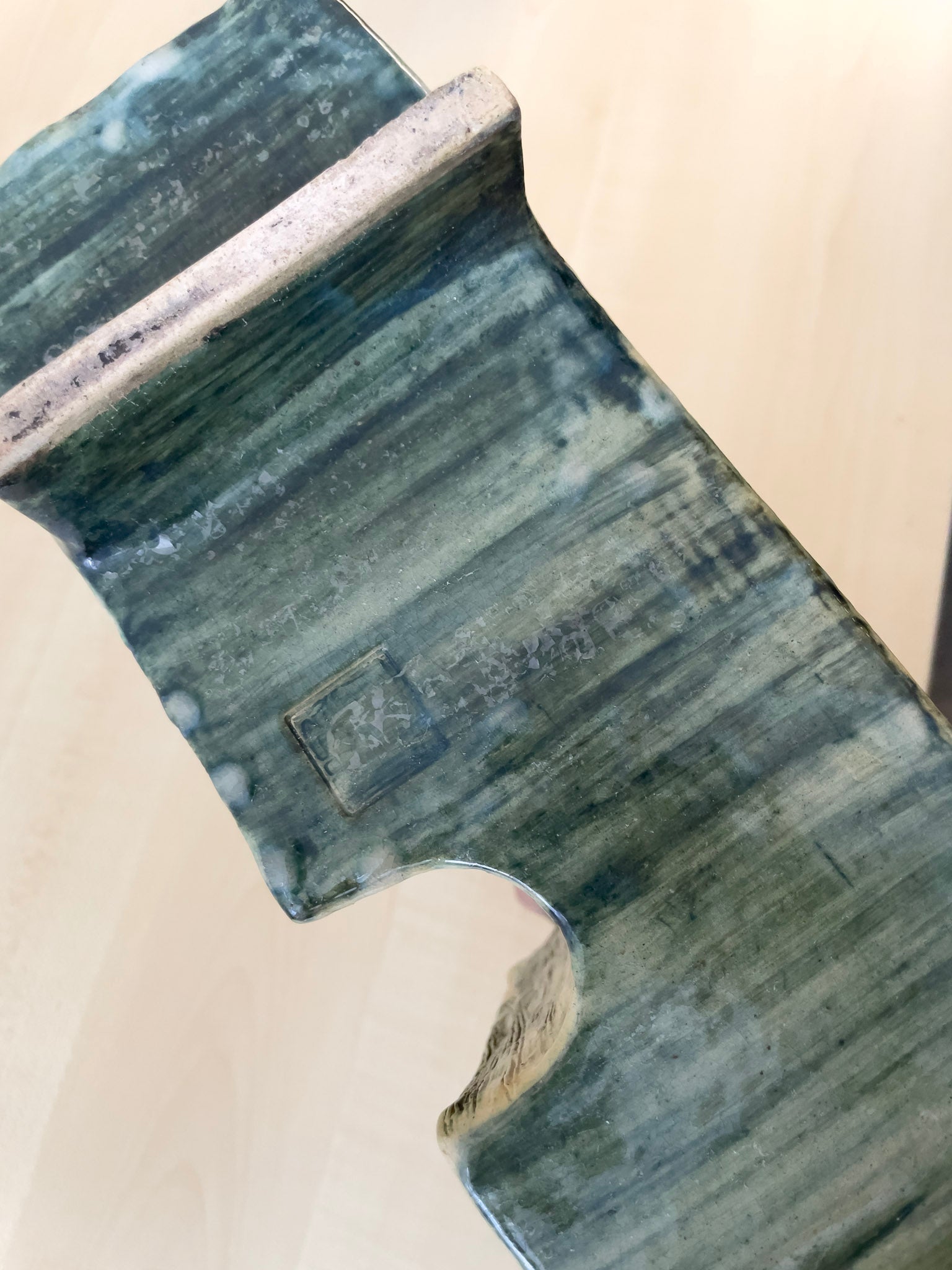 Unknown Artist, Untitled (Green and Beige Rectangular Vase), Undated