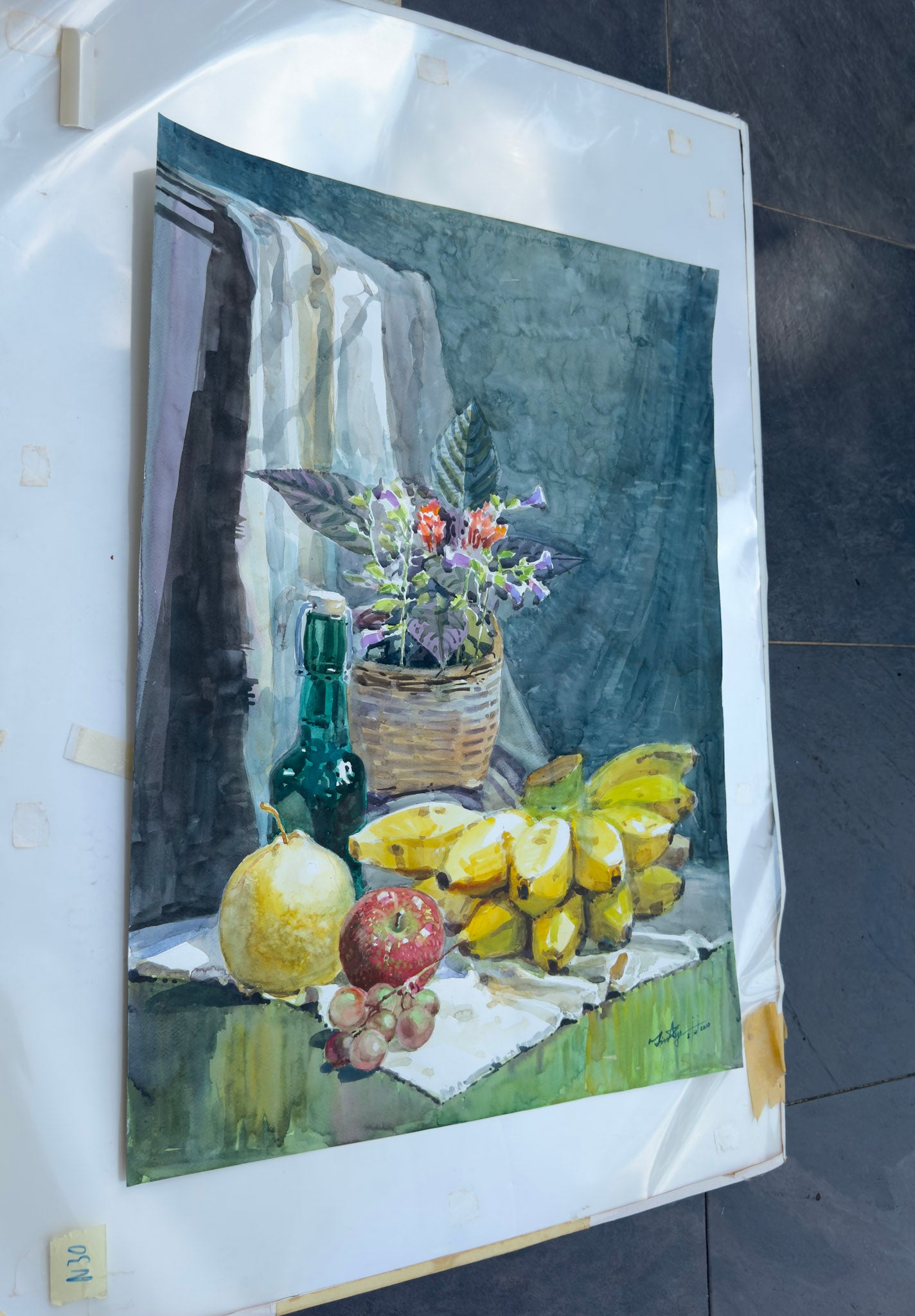 U Tin Aye, Untitled (Still Life with Fruits and Flowers), 2010