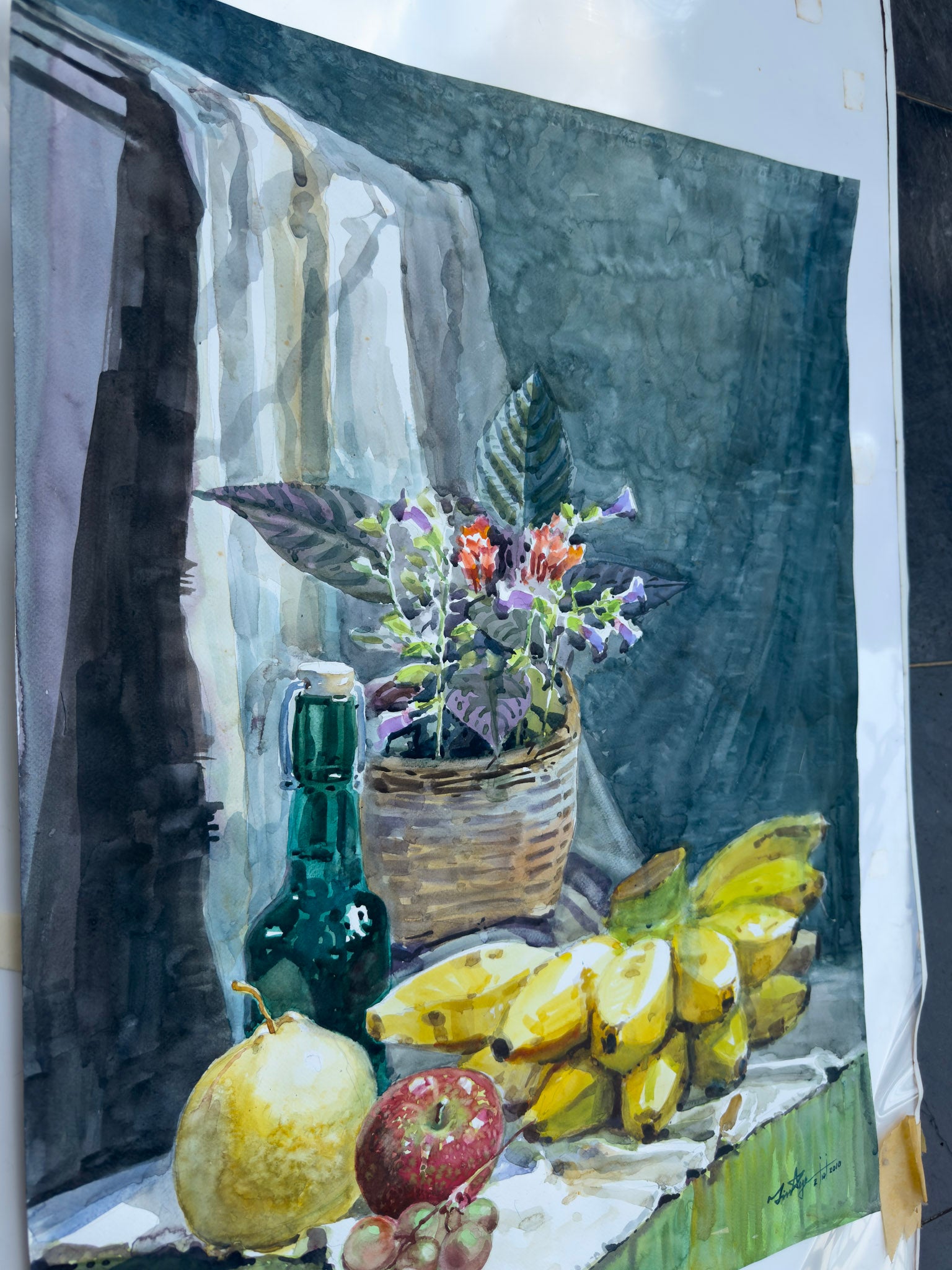 U Tin Aye, Untitled (Still Life with Fruits and Flowers), 2010