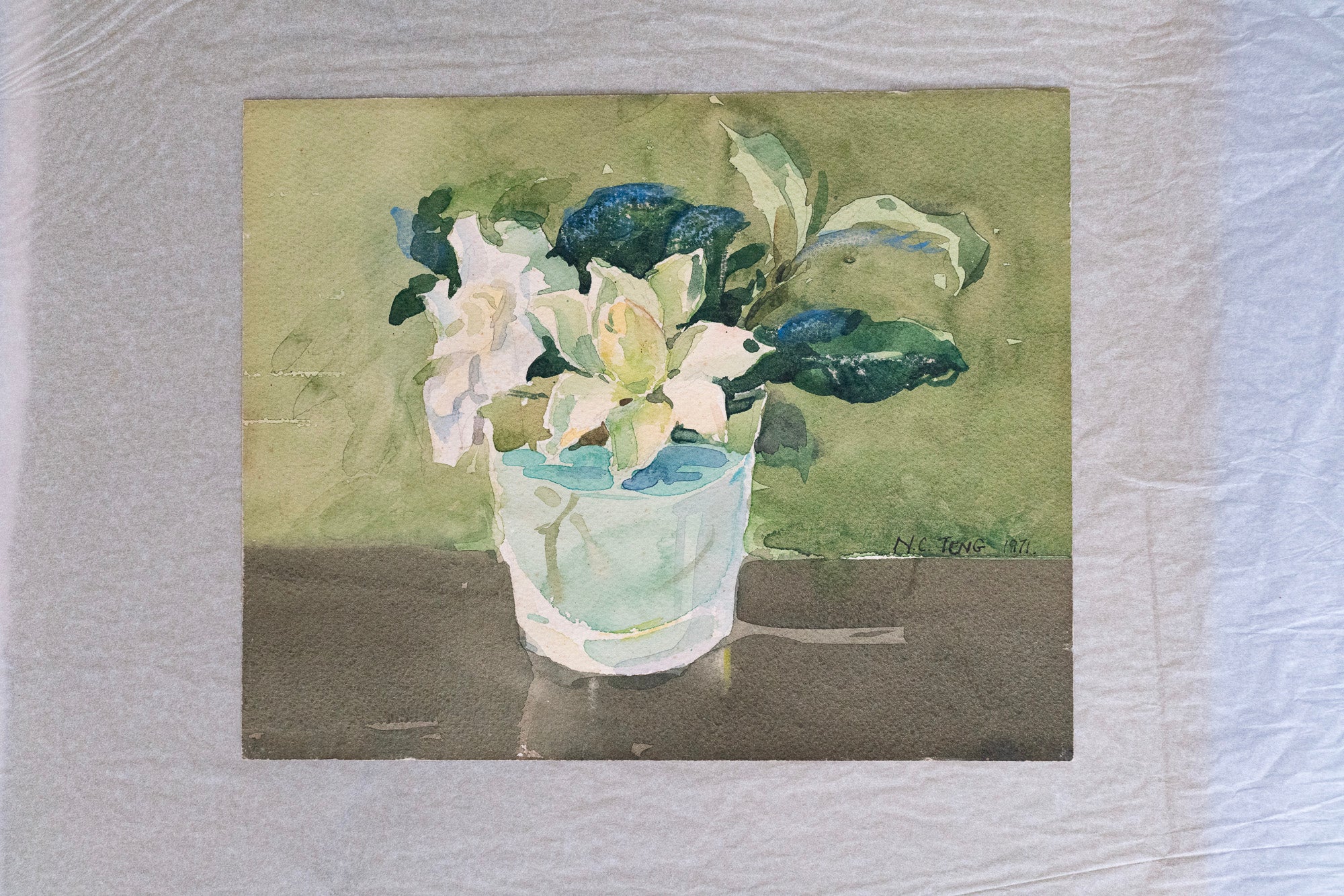 Teng Nee Cheong, A Pair of Gardenias in a Water Glass, 1971