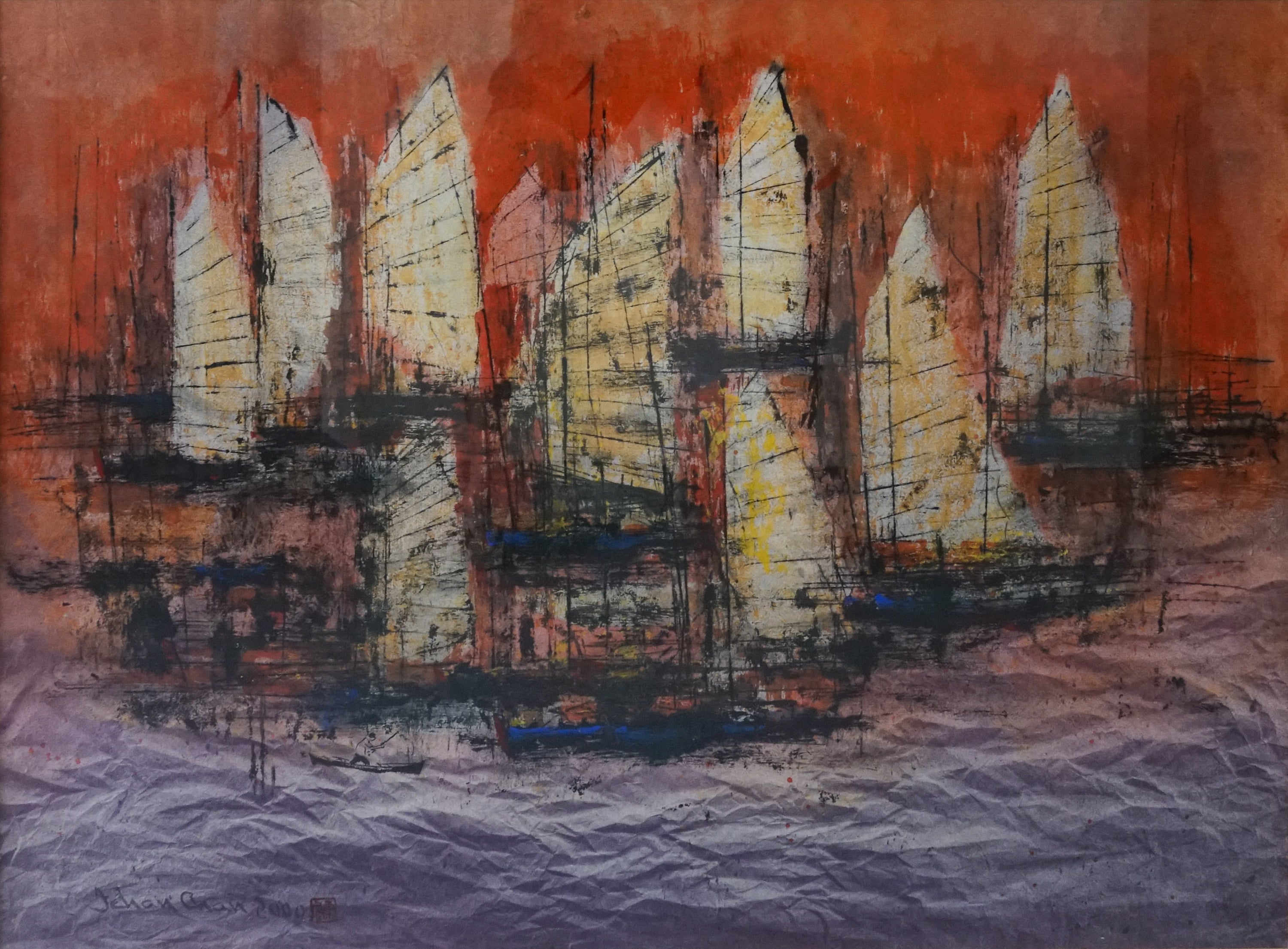 Jehan Chan, Sailboats at Sunset, 2000