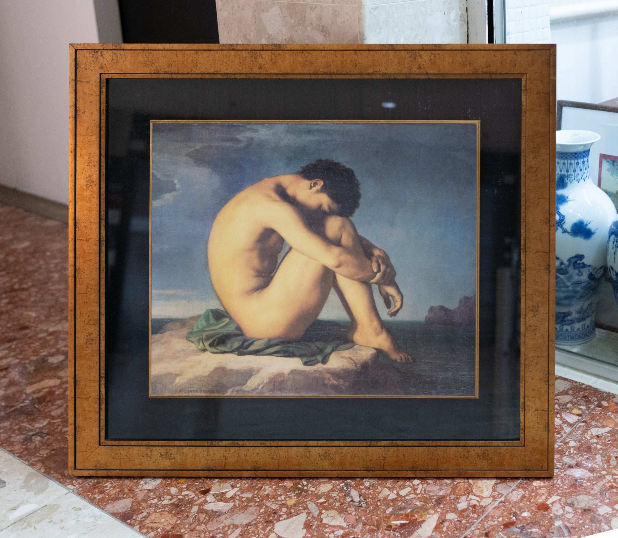 Jean Hippolyte-Flandrin, Naked Young Man Sitting by the Sea, Undated