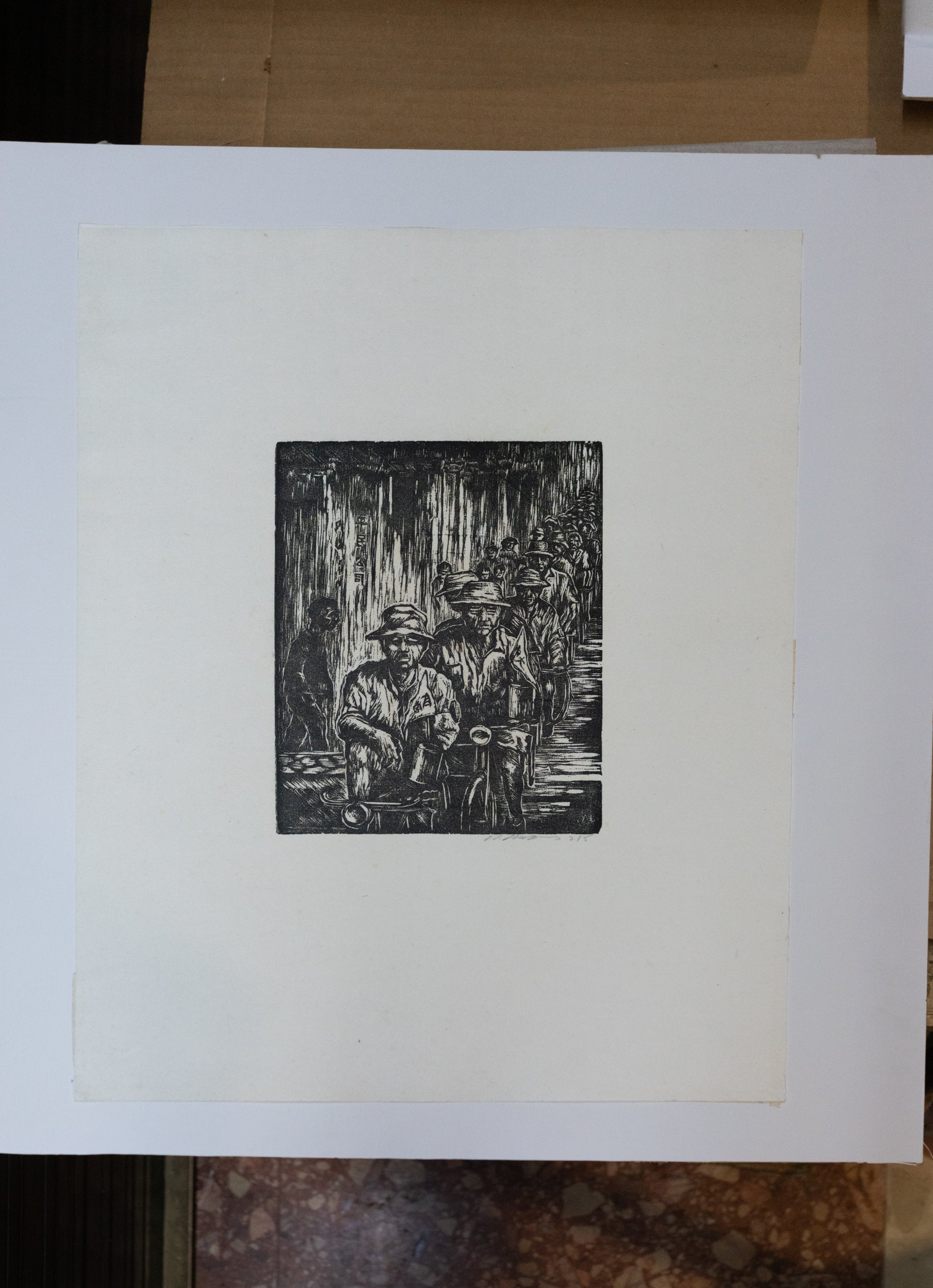 Choo Keng Kwang, Charity Ride/ Trishaw Puller Raising Funds for Nanyang University, 1954 (reprinted in 1998)