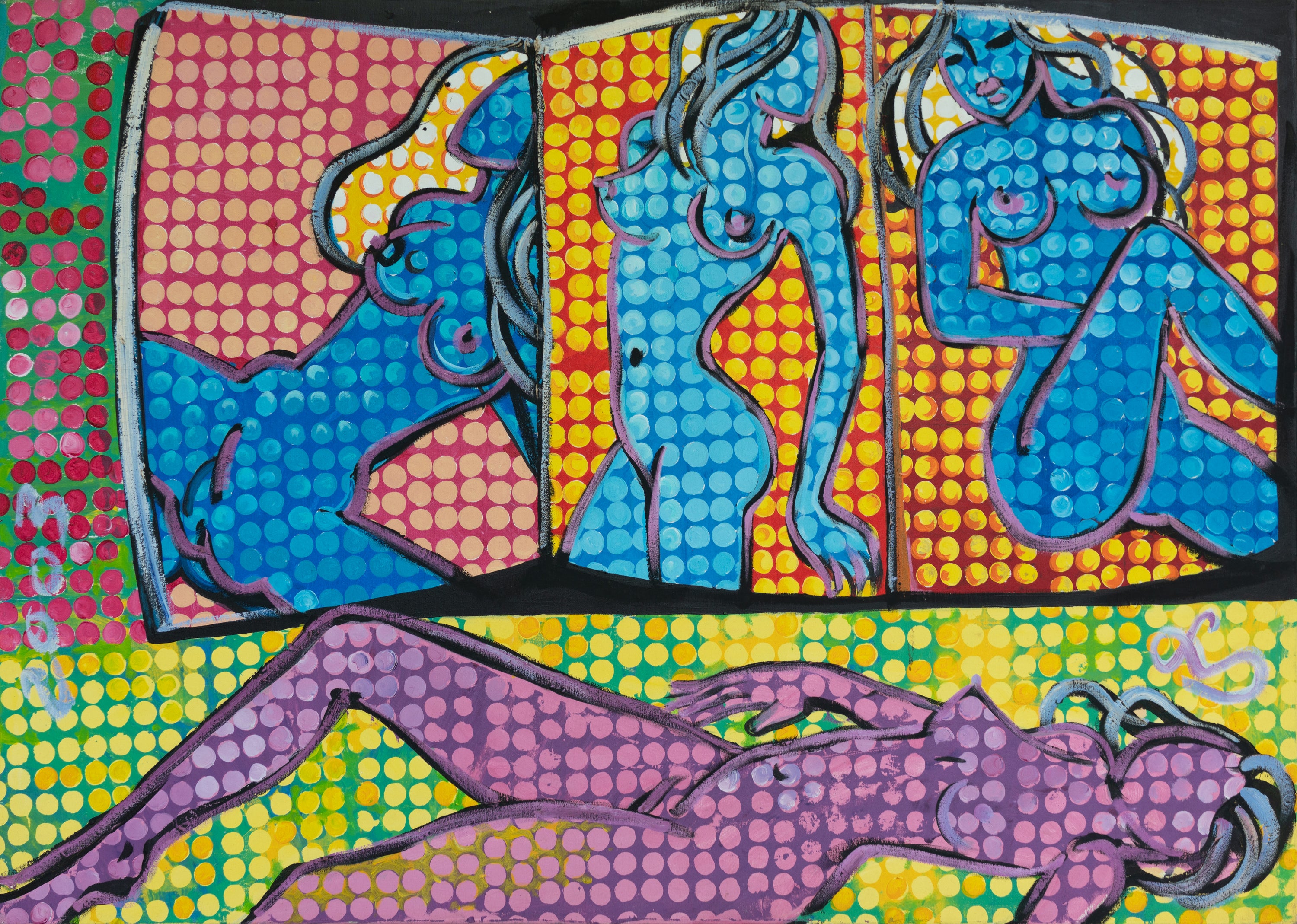 Symon, Untitled (Blue & Pink Women), 2003