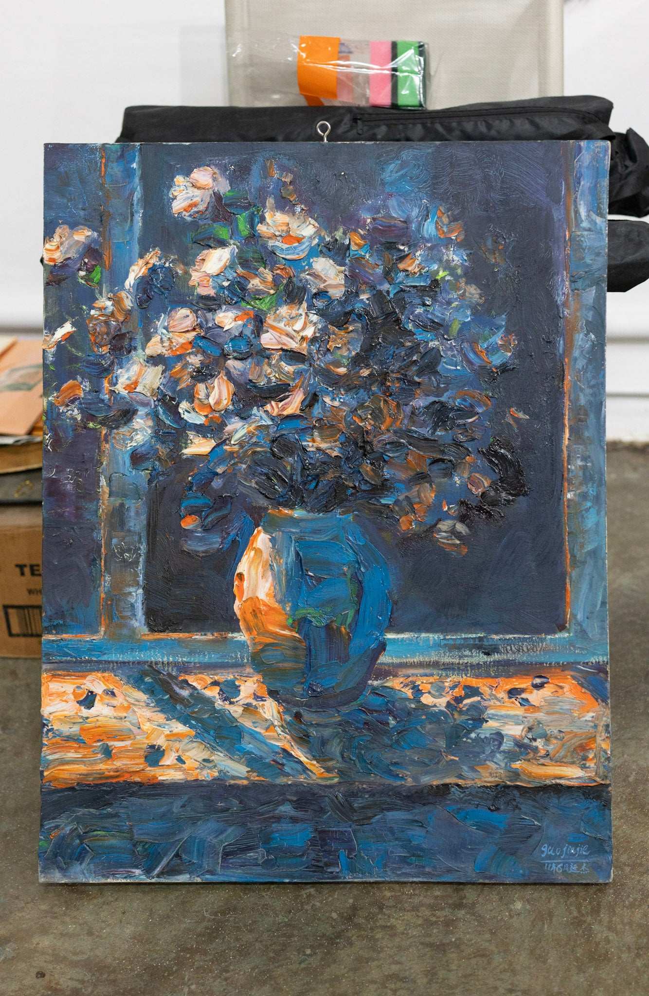 Gao Jin Jie, Untitled (Flowers in Blue and Orange), 2011