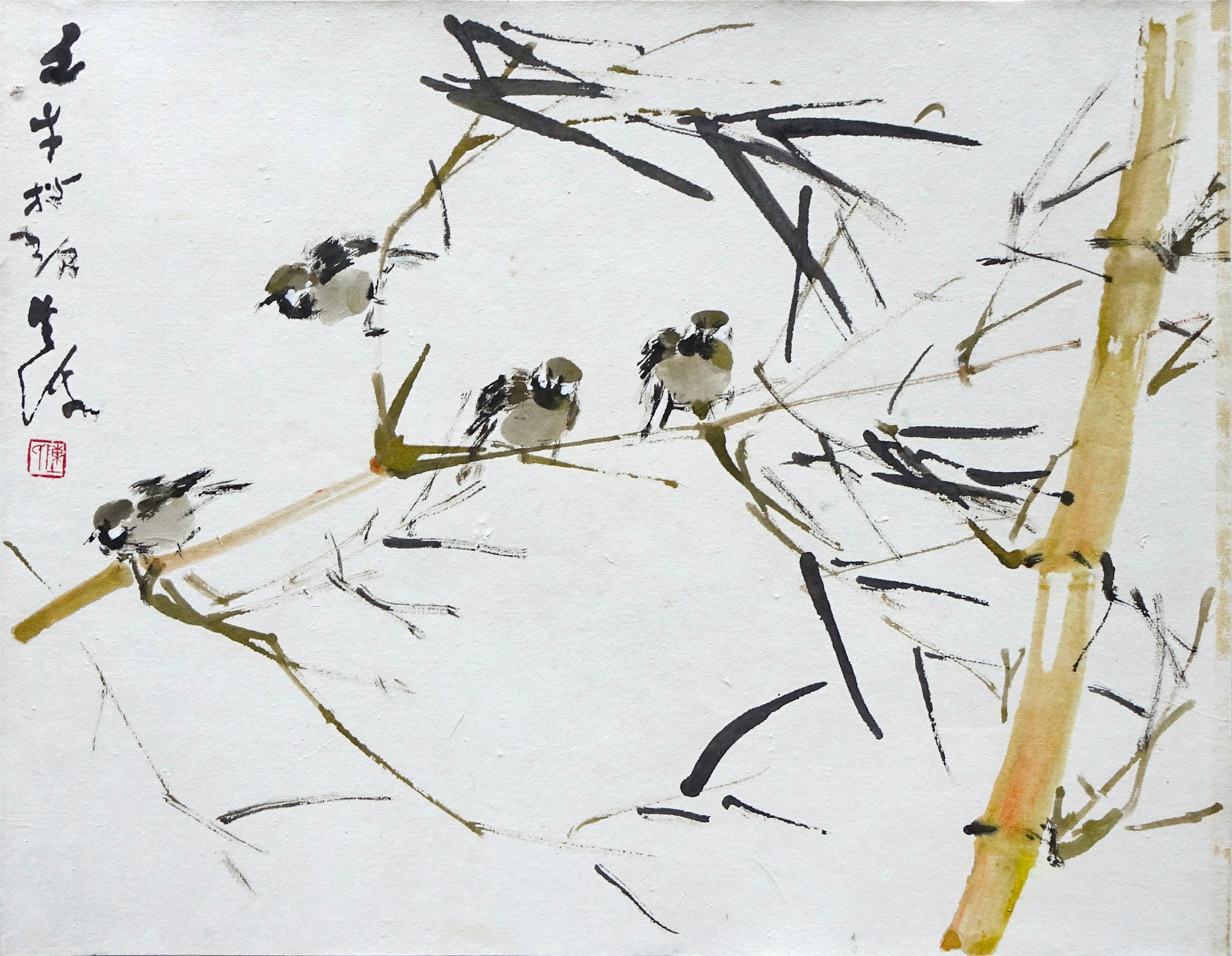 Chen Wen Hsi, Sparrows and Bamboo, 1980s