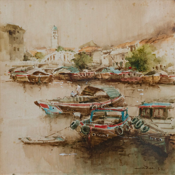Ang Ah Tee, Bumboats Along the Quay, 1983