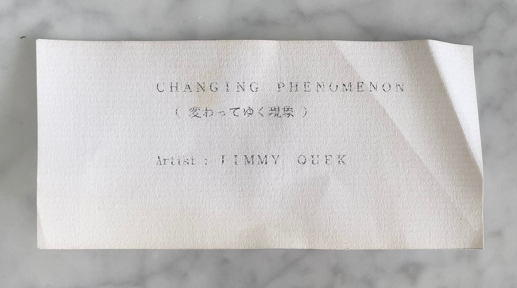 Prabhakara Jimmy Quek, Changing Phenomenon, Undated
