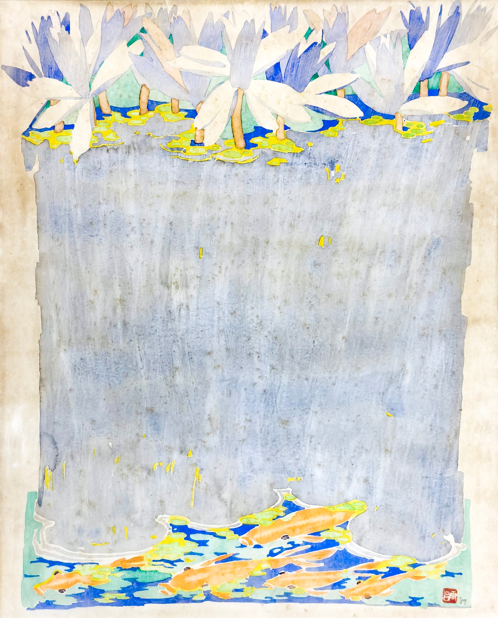 Teng Nee Cheong, Untitled (White Lotus with Koi), 1987