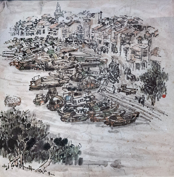 Lim Tze Peng, Singapore River Scene, Undated