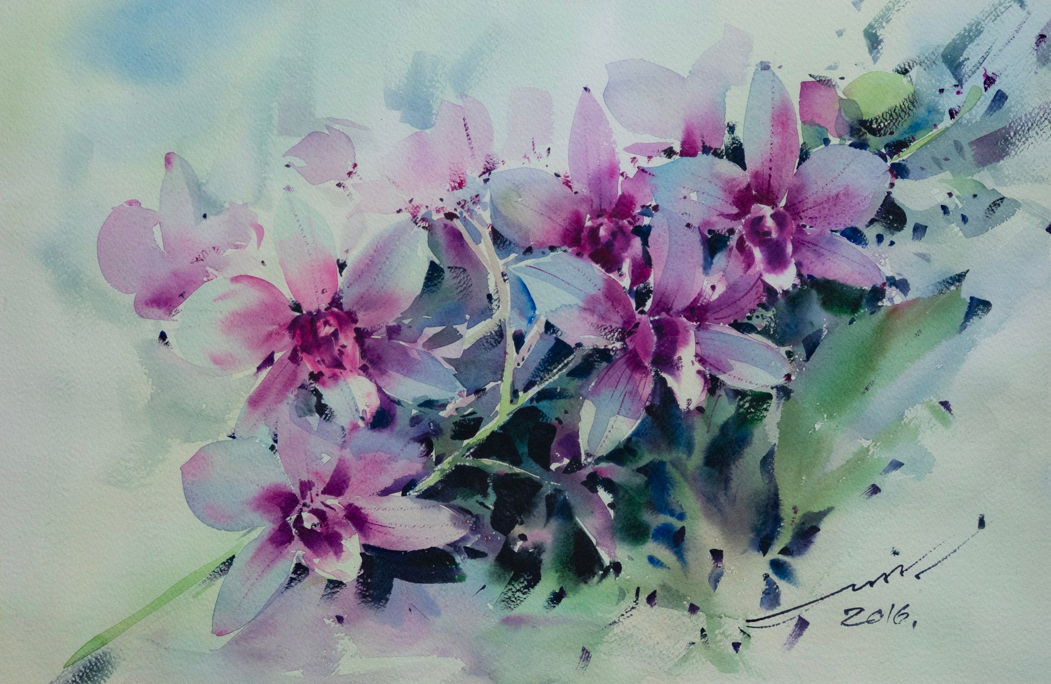 Thaworn Merurat, Untitled (Pink Flowers I), 2016