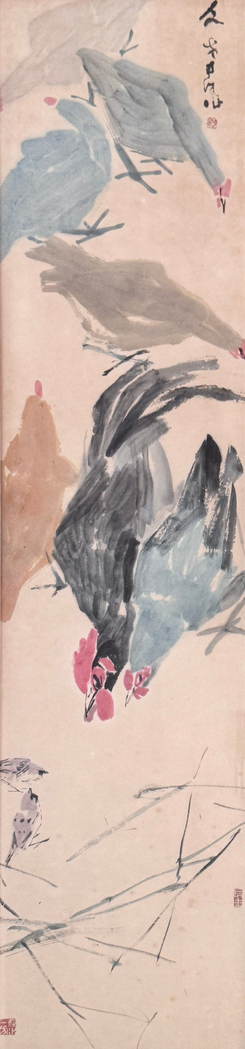 Chen Wen Hsi, A Crowd of Roosters, Hens, and Sparrows, Undated
