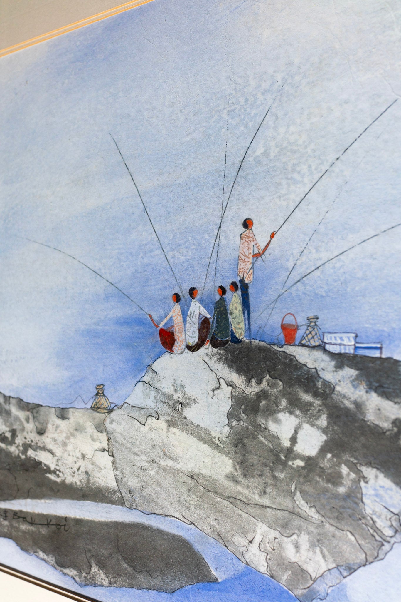 Tay Bak Koi, Fishing on a Rock, Undated