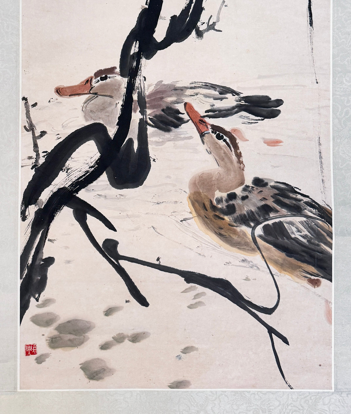 Chen Wen Hsi, A Pair of Ducks Swimming Beneath a Wisteria, Undated