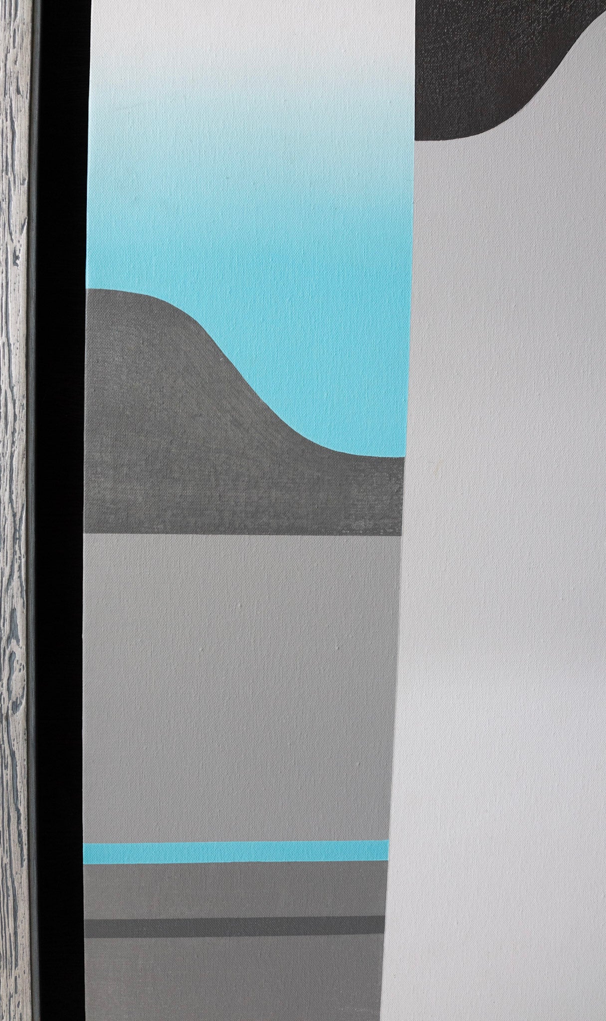 Anthony Poon, Untitled (Blue & Pink Waves on 6 Panels of Grey Squares), 1985