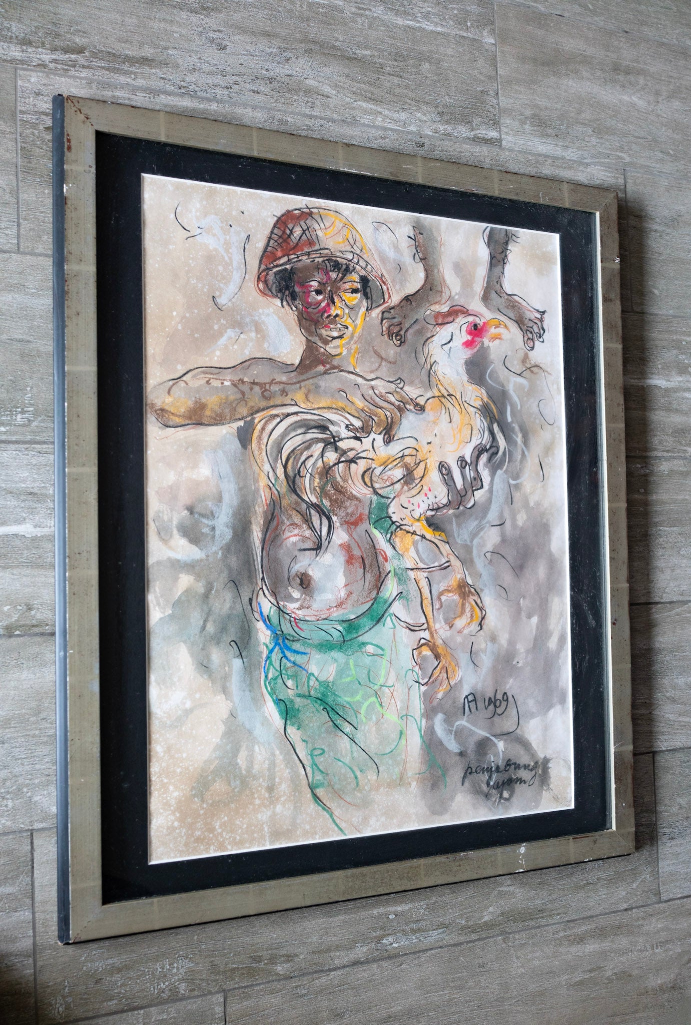 Affandi, Cockfighting (Penyabung Ayam), 1969