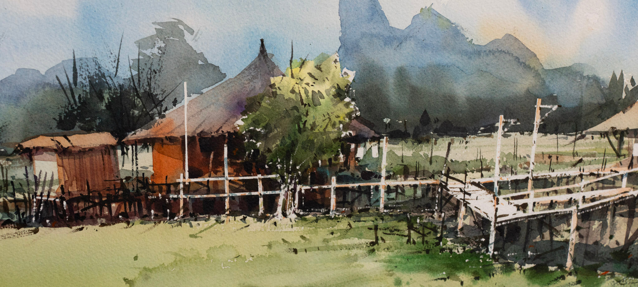 Thaworn Merurat, Untitled (Huts in the Grass), Undated