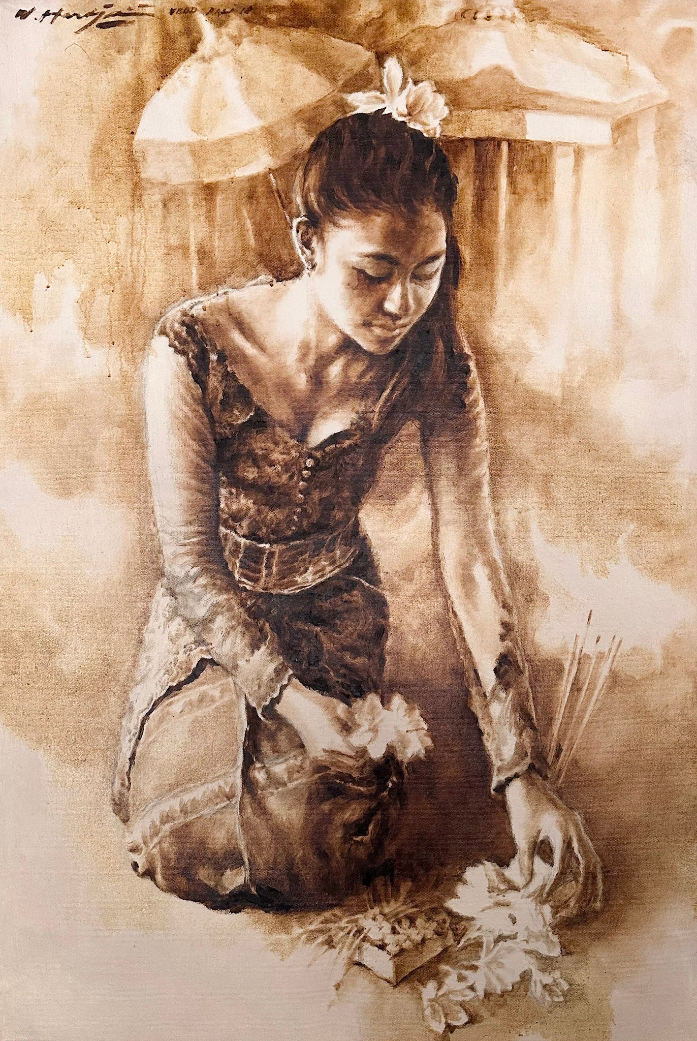 Wage Hardja, Collecting flowers, 2018