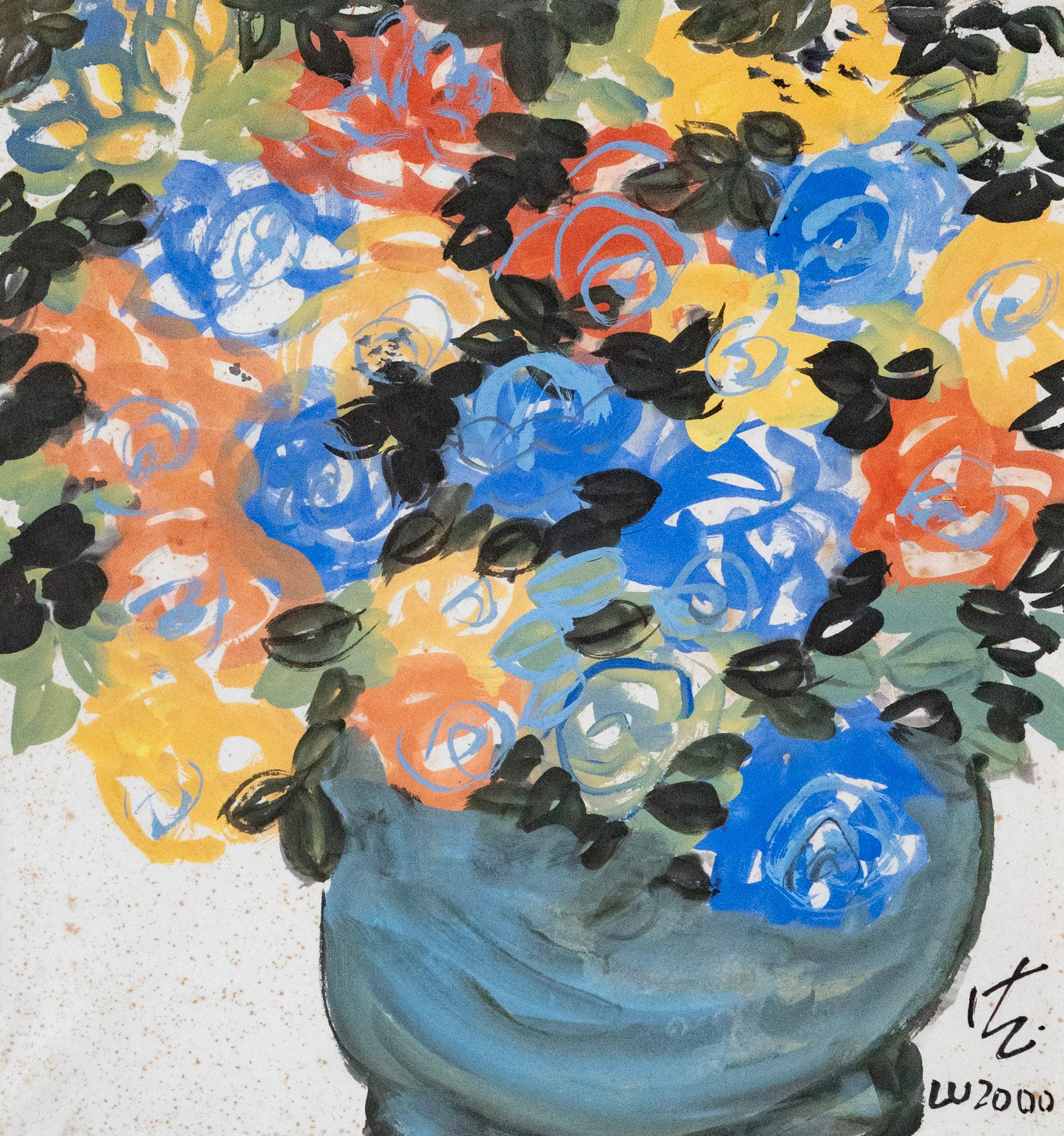 Dr. Earl Lu, Coloured Roses in Celadon Vase, 2000