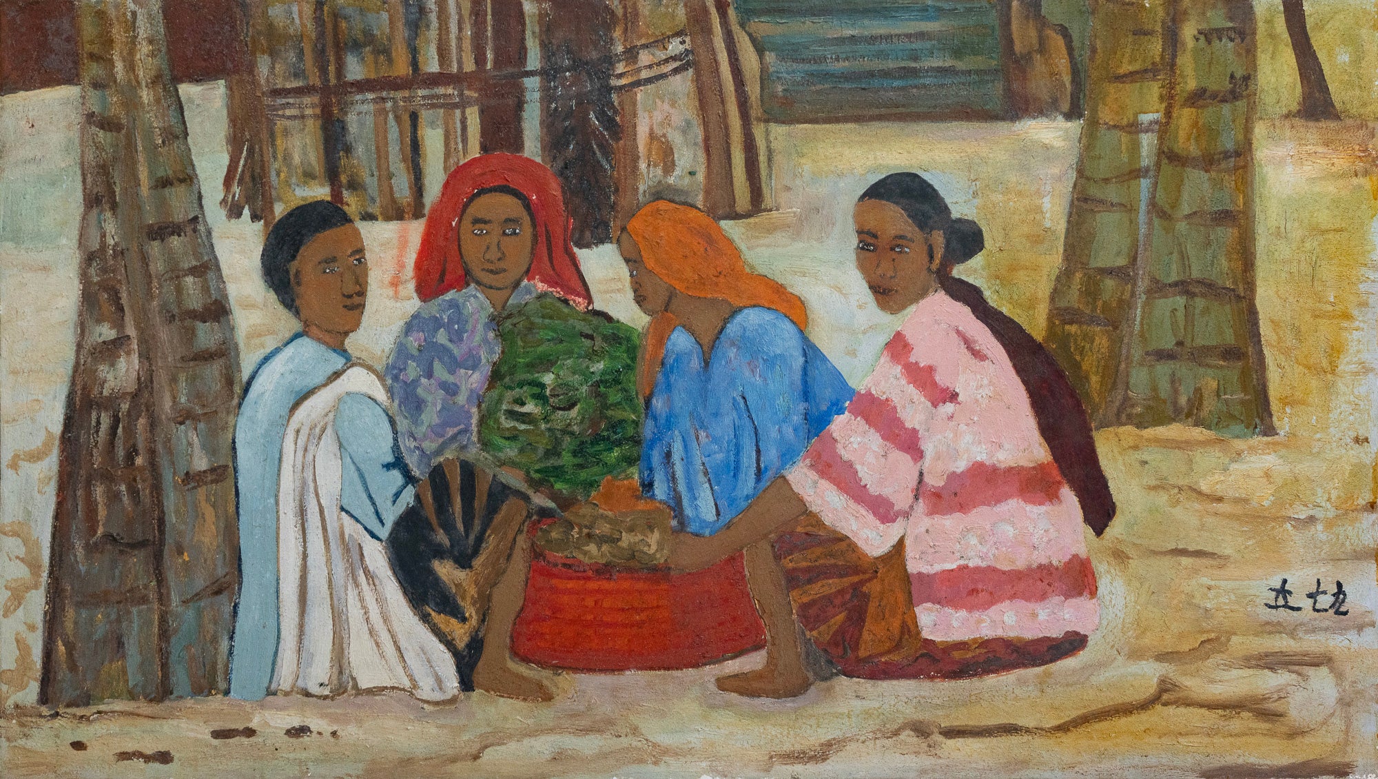 Chen Cheng Mei, Untitled (Hawkers Under Coconut Trees), 1979