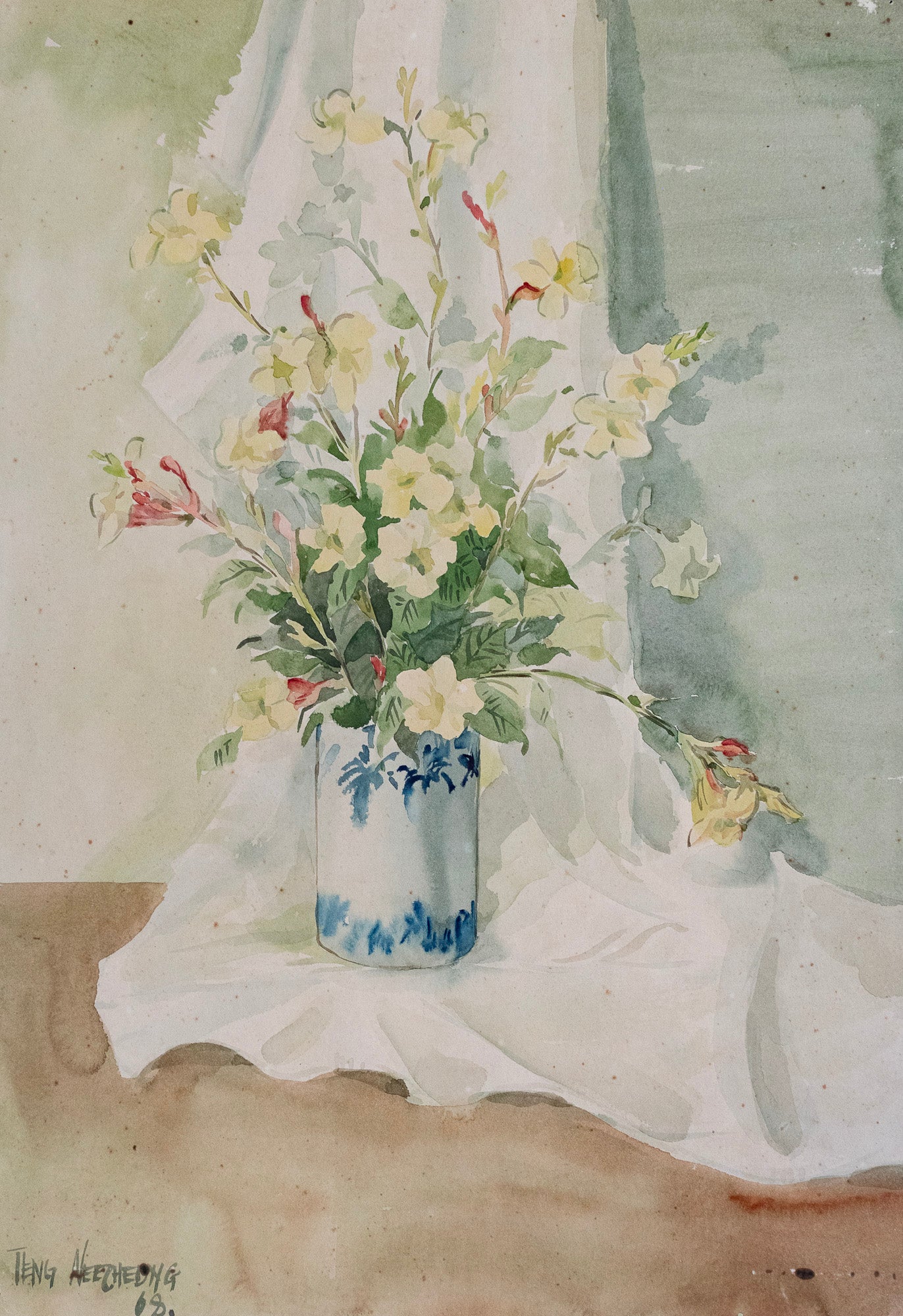 Teng Nee Cheong, Still Life with an Oriental Blue and White Vase, 1968