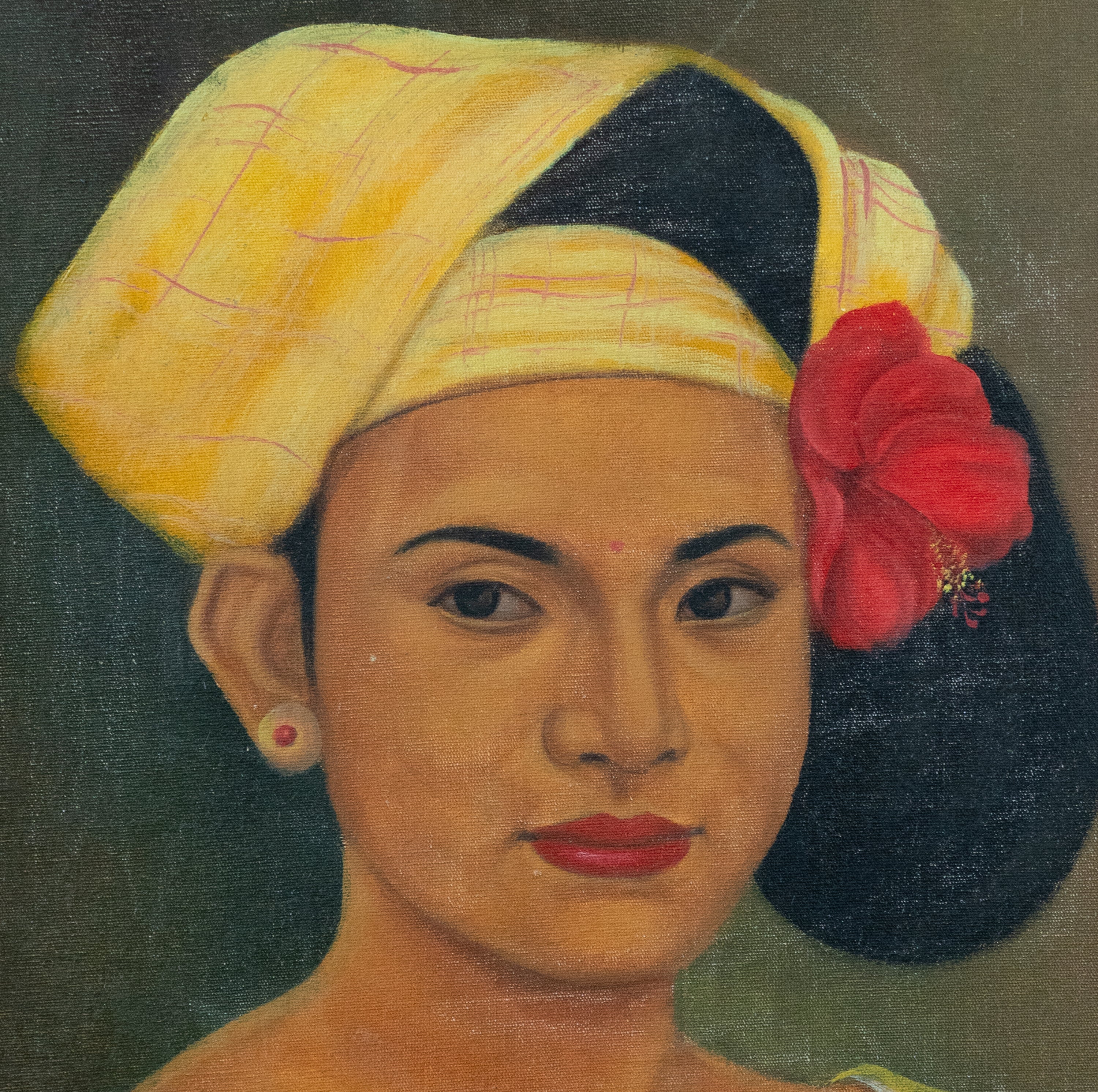 Unknown Artist, Untitled (Balinese Girl with a Red Hibiscus), 1970s