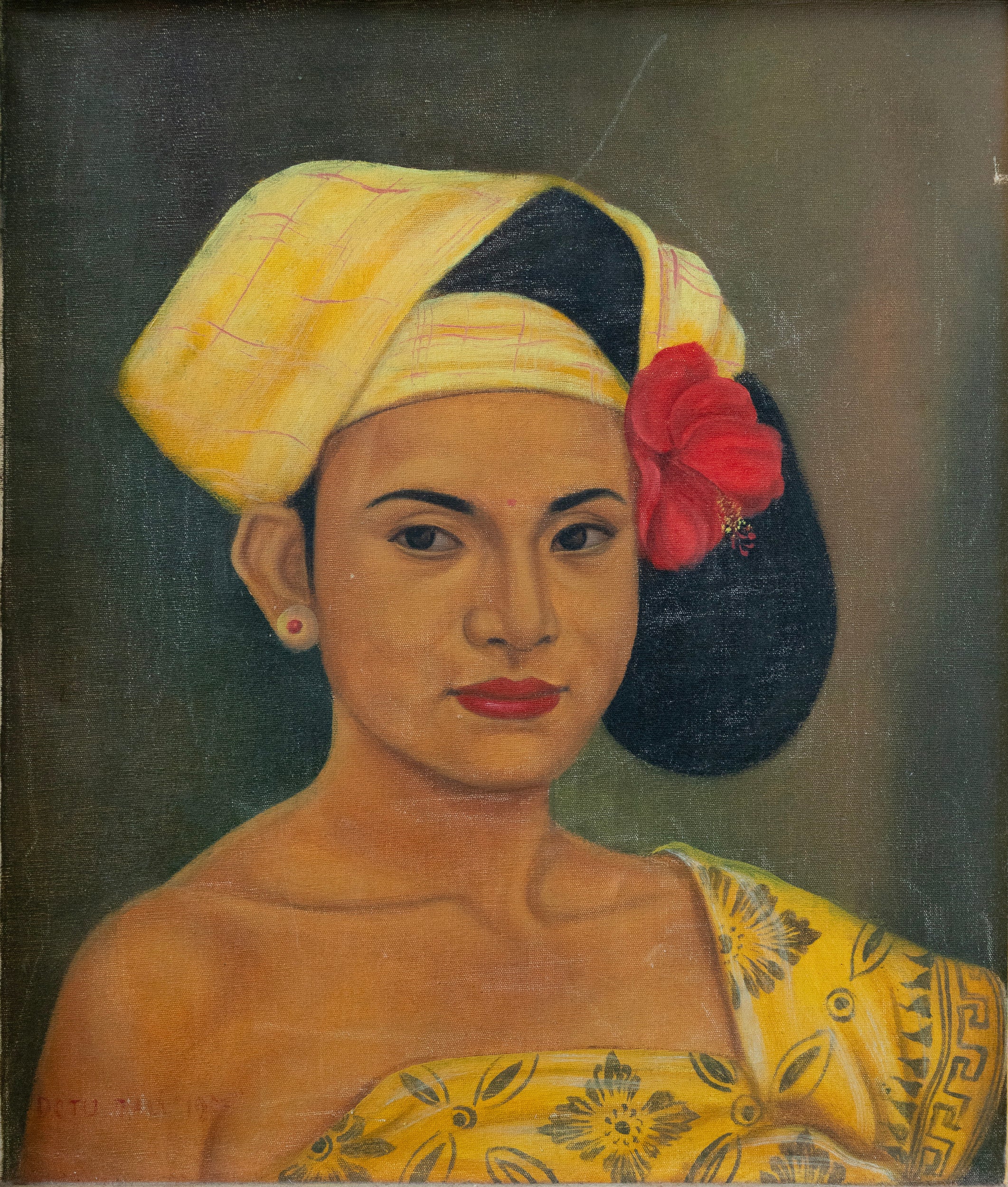 Unknown Artist, Untitled (Balinese Girl with a Red Hibiscus), 1970s