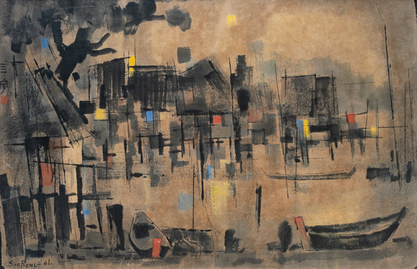 Cheong Soo Pieng, Untitled (Fishing Village), 1961