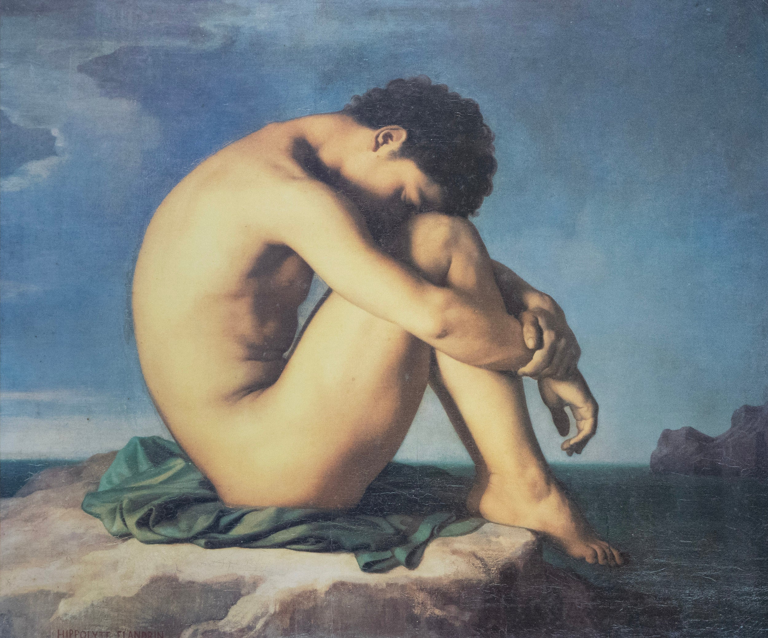 Jean Hippolyte-Flandrin, Naked Young Man Sitting by the Sea, 1836